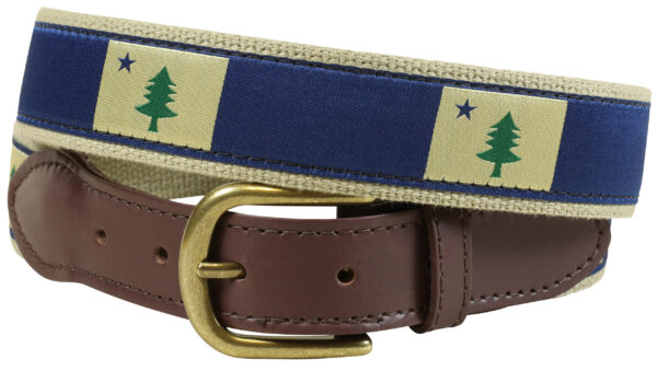 Original Maine Flag Leather Tab Belt