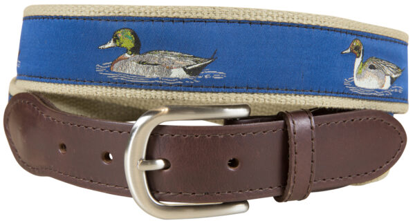 Ducks Leather Tab Belt – Blue