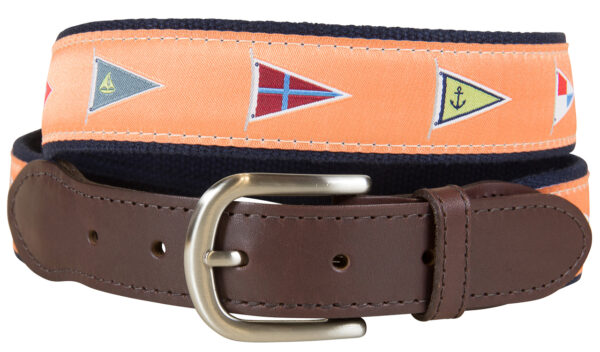 Burgees Leather Tab Belt – Melon – Made to Order