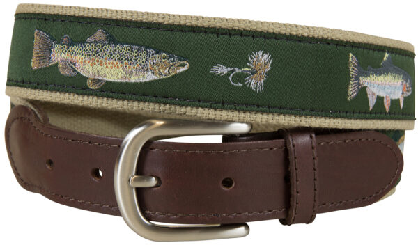 Freshwater Fish & Flies Leather Tab Belt