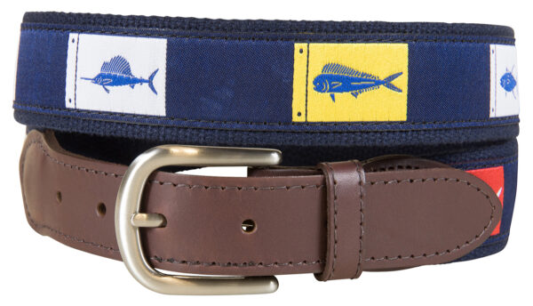 Fish Flags Leather Tab Belt