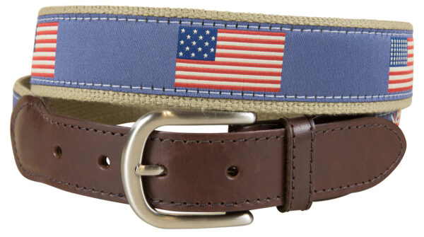 Historical American Flags Leather Tab Belt