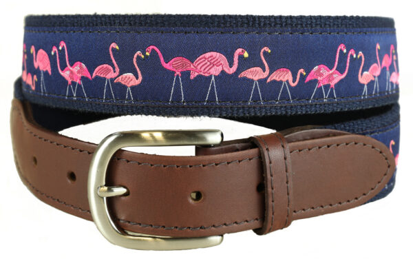 Yard Flamingos Leather Tab Belt