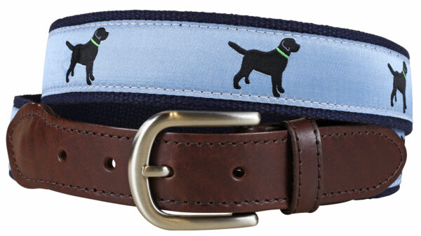 Labrador Retriever Leather Tab Belt | Dusty Blue