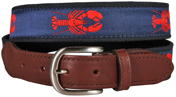 Lobster Leather Tab Belt – Navy