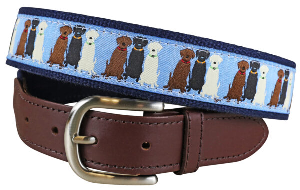 Three Labs Leather Tab Belt – Light Blue