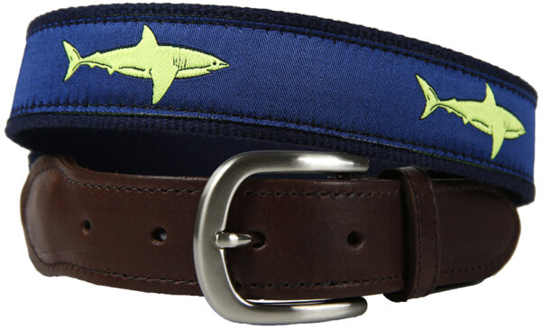 Shark Leather Tab Belt – Lime