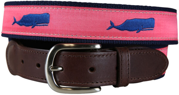 Moby Whale Leather Tab Belt – Coral