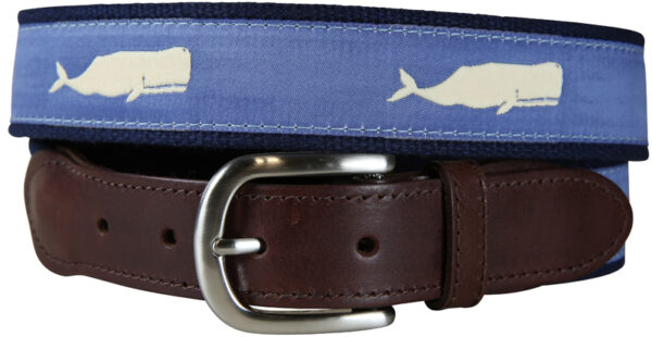 Moby Whale Leather Tab Belt – Blue