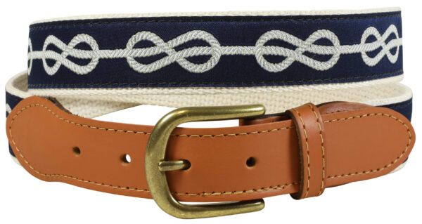 Classic Knot Leather Tab Belt – Navy