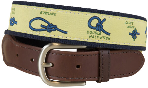 Nautical Knots Leather Tab Belt – Yellow – Made to Order