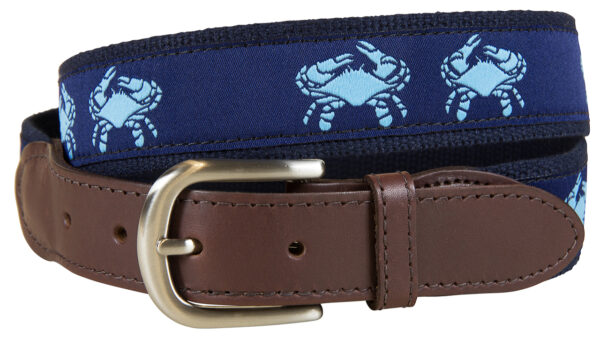 Crab Leather Tab Belt – Navy