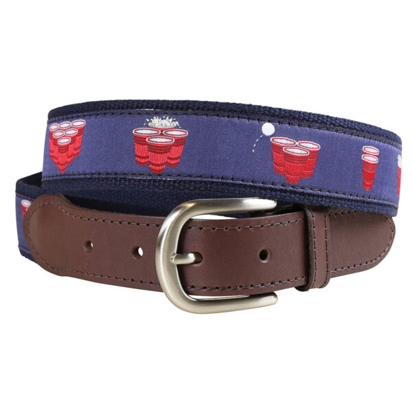 Beer Pong Leather Tab Belt