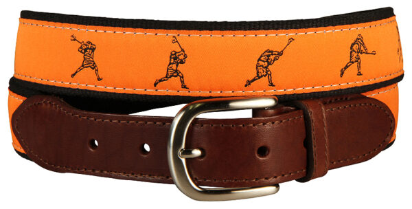 Lacrosse Leather Tab Belt – Orange – Made to Order