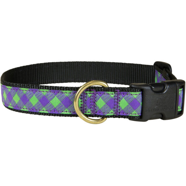 Buffalo Plaid Dog Collar | Green & Violet | 1 Inch