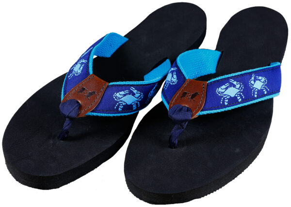 Belted Crab Flip Flops | Blue & Navy