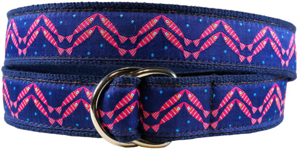 Herringbone Fish D-ring Belt | Navy | Made to Order