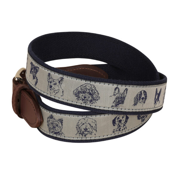 Dog Faces Leather Tab Belt – Made to Order