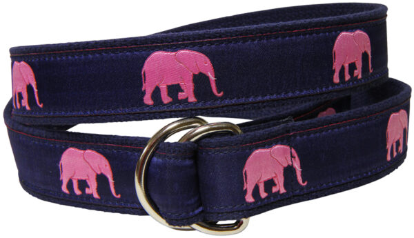 Elephants D-Ring Belt | Pink | Made to Order